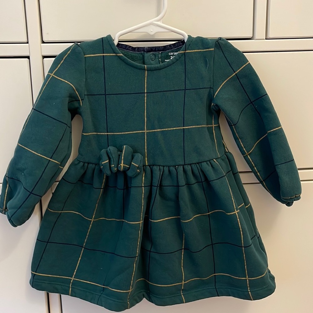 Carters Green Plaid Sweater Dress